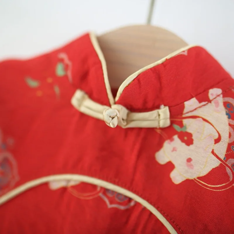 Baby Girl Dress Summer Cartoon Chinese-Style Infant Girl Dress Adorable Cheongsam Baby Dress