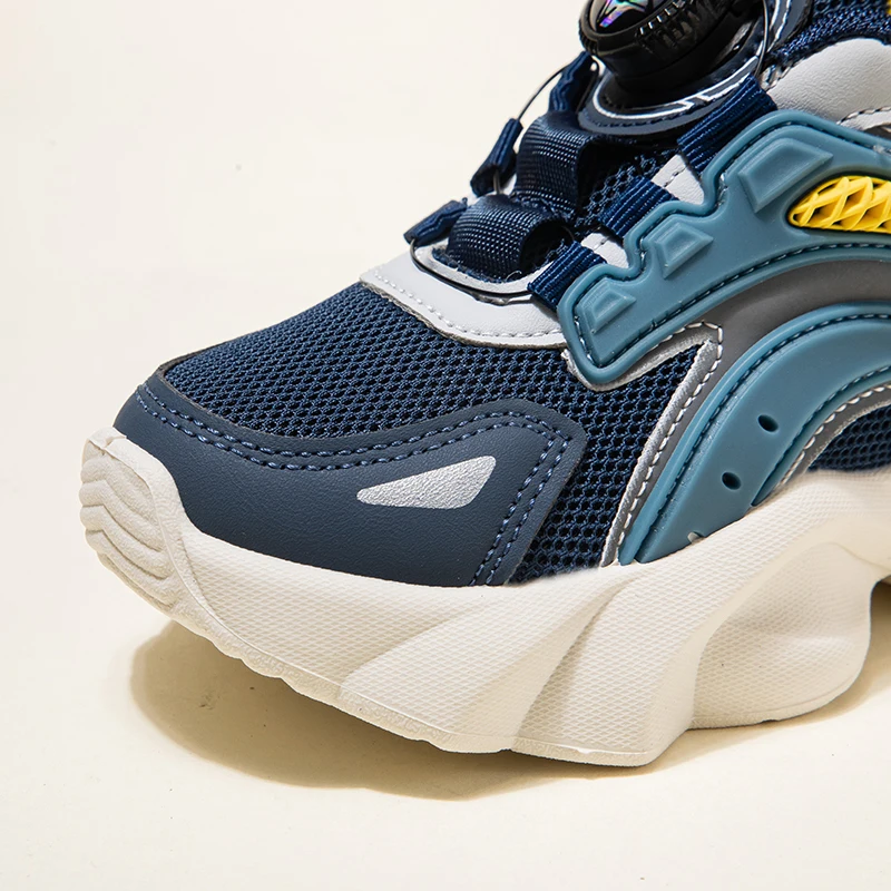 Boys' & Girls' Fashion Chunky Trainers Color-Blocked Sneakers with Rotary Buckle Closure