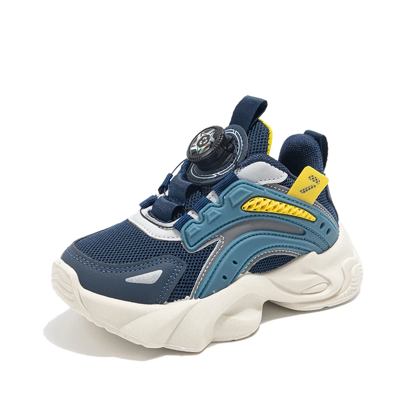 Boys' & Girls' Fashion Chunky Trainers Color-Blocked Sneakers with Rotary Buckle Closure