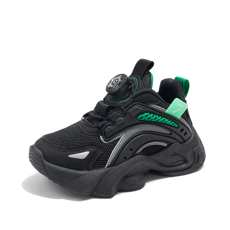 Boys' & Girls' Fashion Chunky Trainers Color-Blocked Sneakers with Rotary Buckle Closure