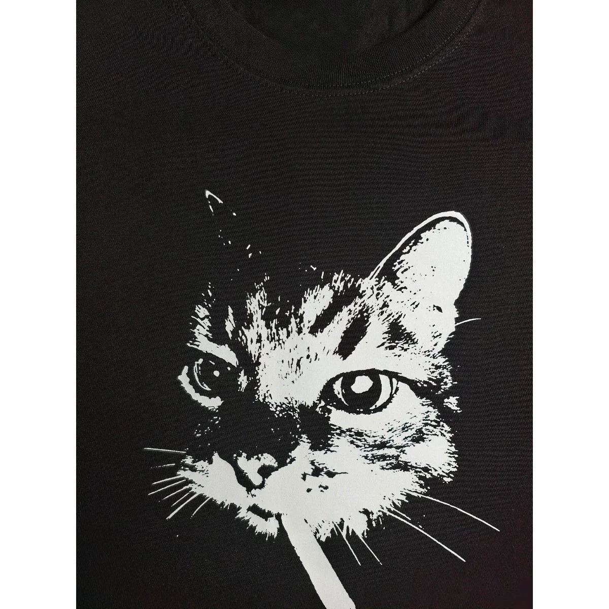 New Street Smoking Cat Retro Printed Crewneck T-shirt Women Fashion Short Sleeves Funny Cat Meme Tops Women Clothing Clothes