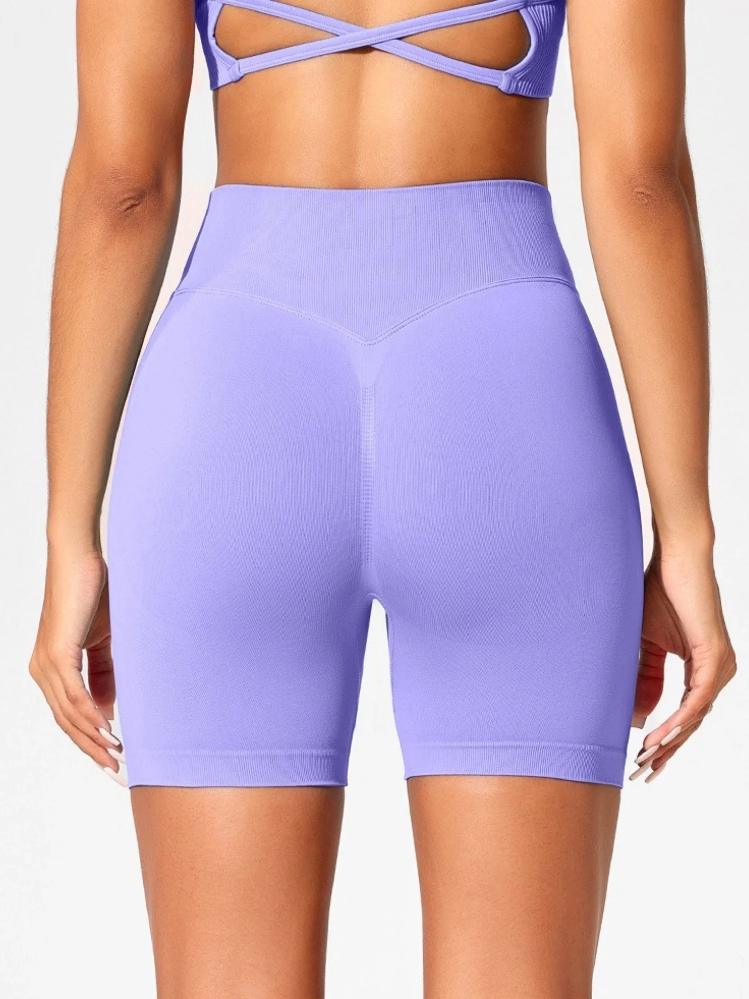 Seamless Women's Gym Yoga Exercise Pants High Waist Peach Hip Solid Color Tight Sexy Shorts Fitness Leggings