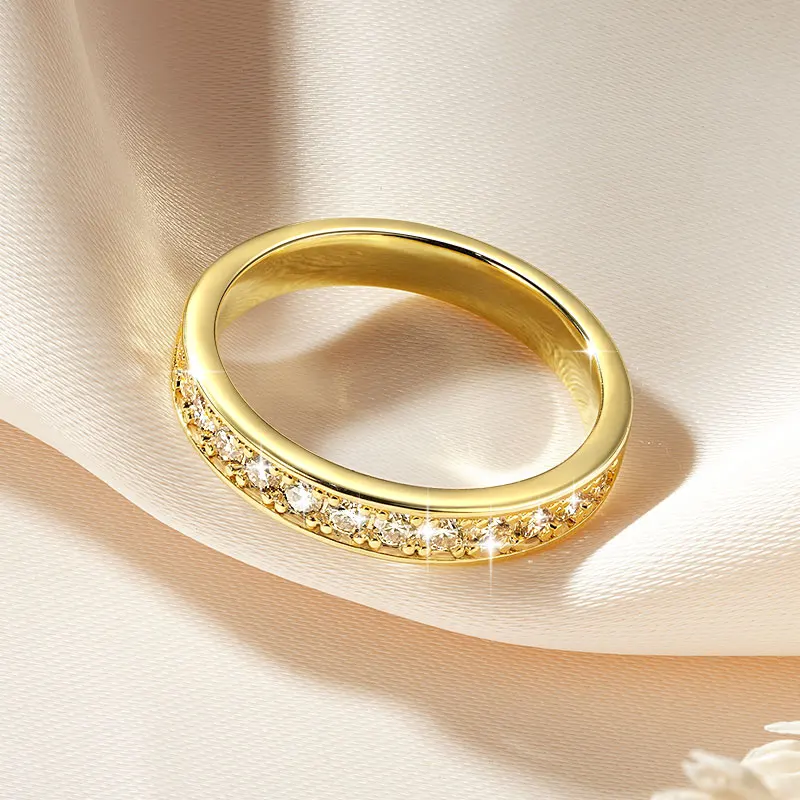 RAPRGOLD GRA Certified 2mm Moissanite Ring for Women Lab Created Diamond Engagement Half Eternity Band Wedding Fine Jewelry Gift
