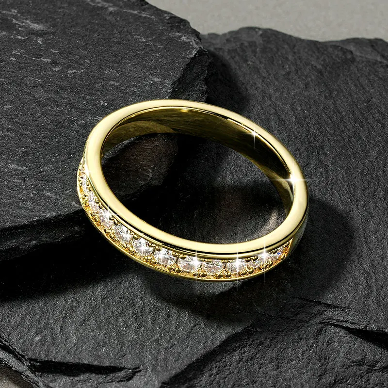 RAPRGOLD GRA Certified 2mm Moissanite Ring for Women Lab Created Diamond Engagement Half Eternity Band Wedding Fine Jewelry Gift