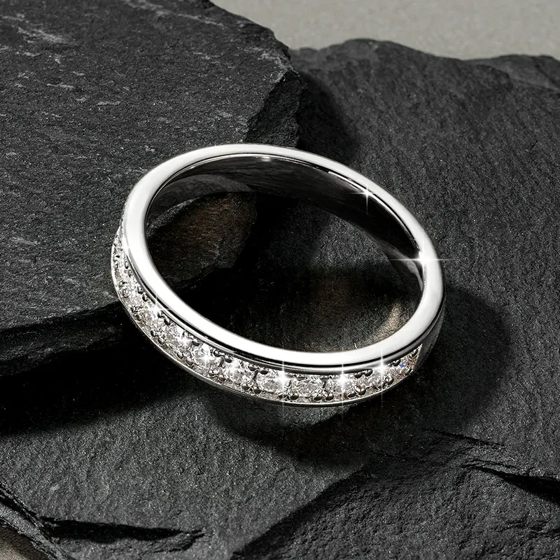 RAPRGOLD GRA Certified 2mm Moissanite Ring for Women Lab Created Diamond Engagement Half Eternity Band Wedding Fine Jewelry Gift