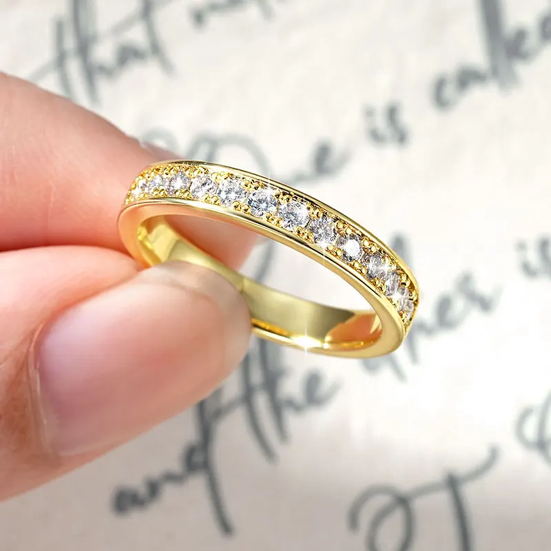 RAPRGOLD GRA Certified 2mm Moissanite Ring for Women Lab Created Diamond Engagement Half Eternity Band Wedding Fine Jewelry Gift