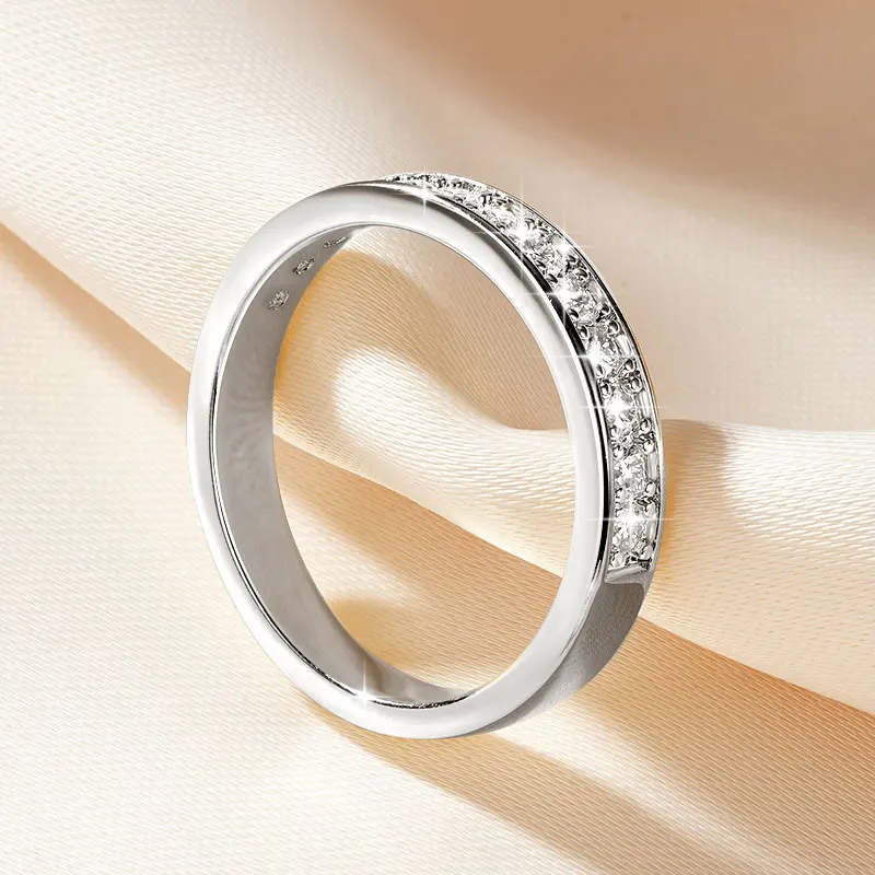RAPRGOLD GRA Certified 2mm Moissanite Ring for Women Lab Created Diamond Engagement Half Eternity Band Wedding Fine Jewelry Gift