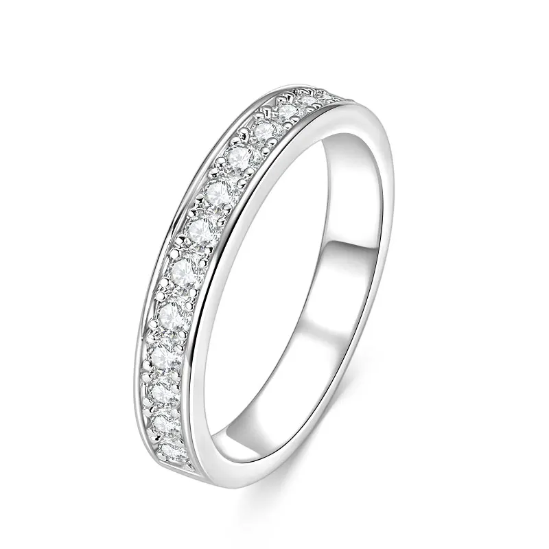 RAPRGOLD GRA Certified 2mm Moissanite Ring for Women Lab Created Diamond Engagement Half Eternity Band Wedding Fine Jewelry Gift
