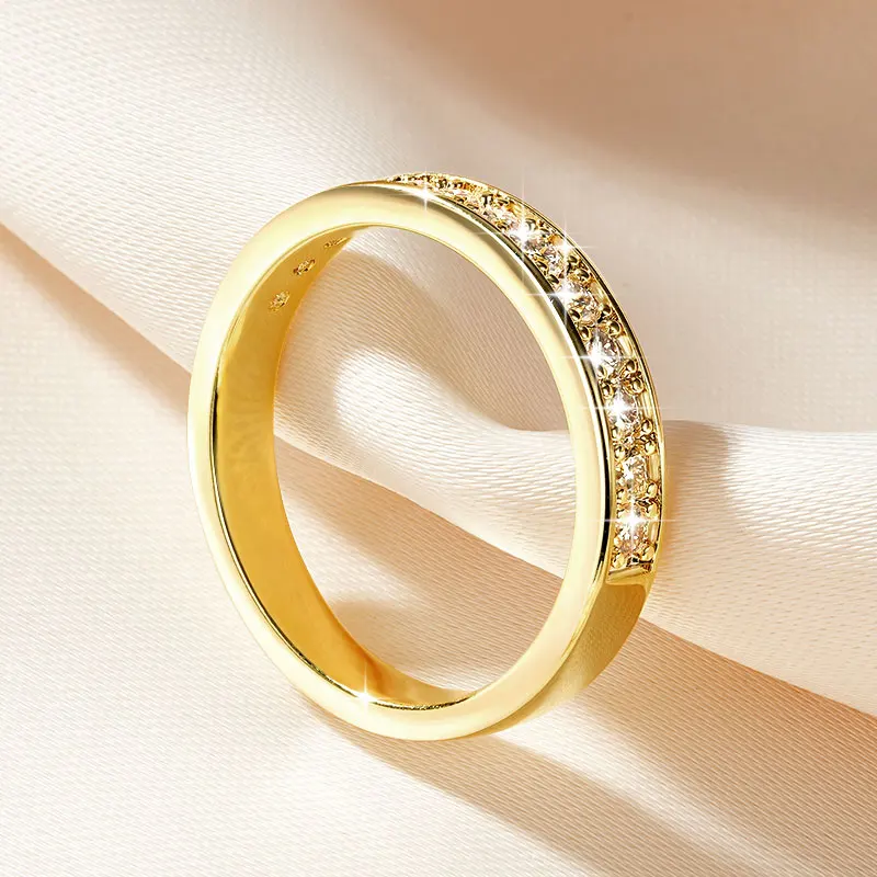 RAPRGOLD GRA Certified 2mm Moissanite Ring for Women Lab Created Diamond Engagement Half Eternity Band Wedding Fine Jewelry Gift