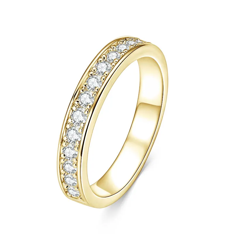 RAPRGOLD GRA Certified 2mm Moissanite Ring for Women Lab Created Diamond Engagement Half Eternity Band Wedding Fine Jewelry Gift