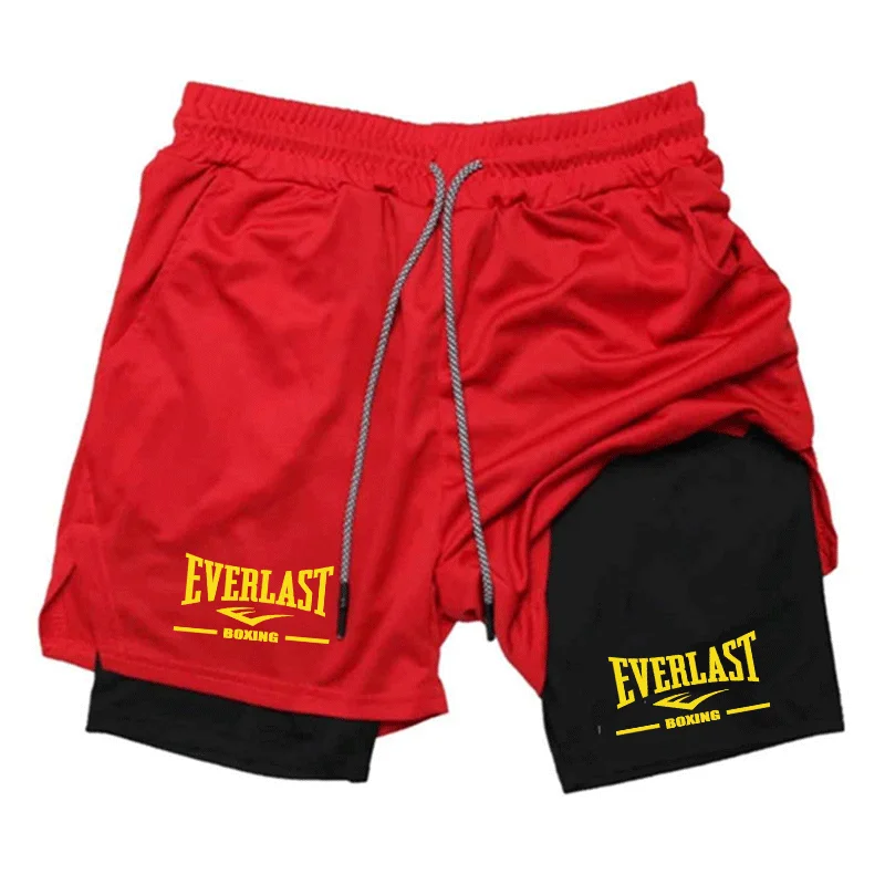 Men's Double-Layer Casual Sports Pants Breathable Running Training Shorts Comfortable Exercise Physical Fitness