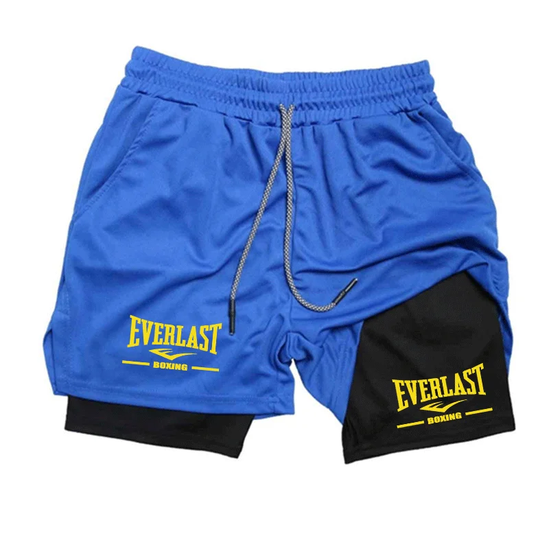 Men's Double-Layer Casual Sports Pants Breathable Running Training Shorts Comfortable Exercise Physical Fitness