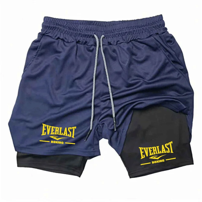 Men's Double-Layer Casual Sports Pants Breathable Running Training Shorts Comfortable Exercise Physical Fitness