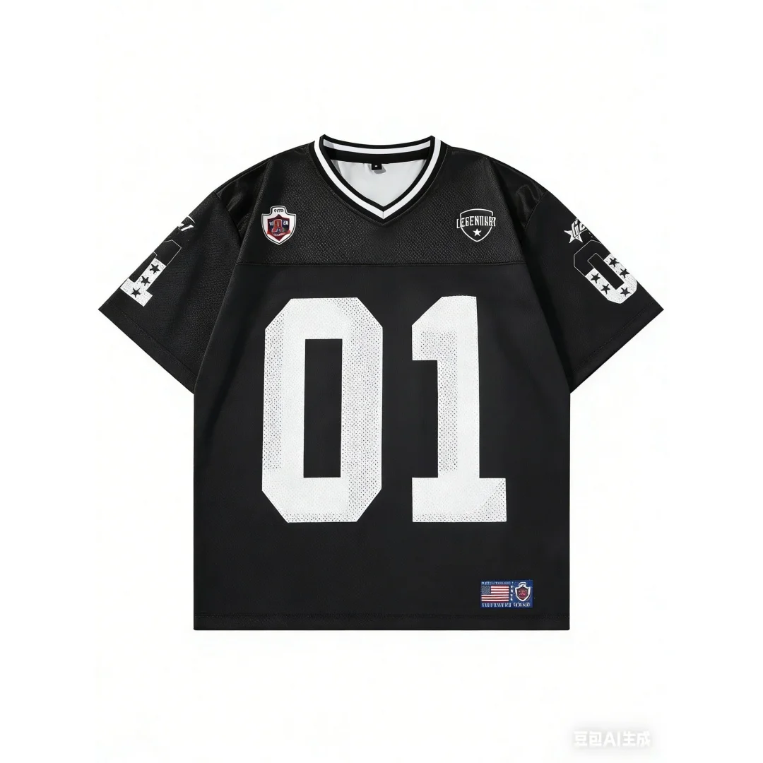 Men Casual Sports Short Sleeve T-Shirt SummerJersey For Men 01 Number Print V Neck Athletic Top Streetwear Fashion Breathable
