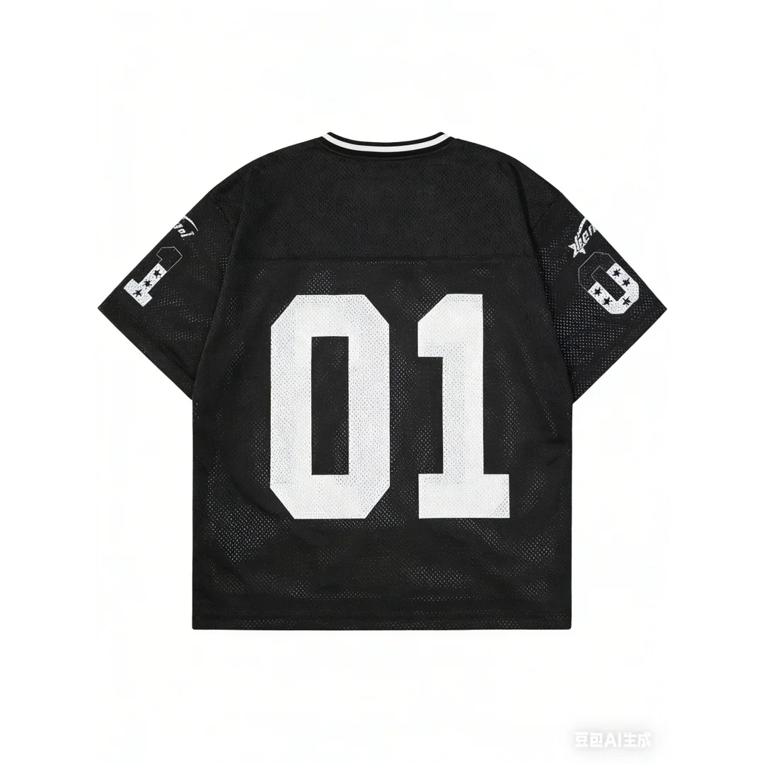 Men Casual Sports Short Sleeve T-Shirt SummerJersey For Men 01 Number Print V Neck Athletic Top Streetwear Fashion Breathable