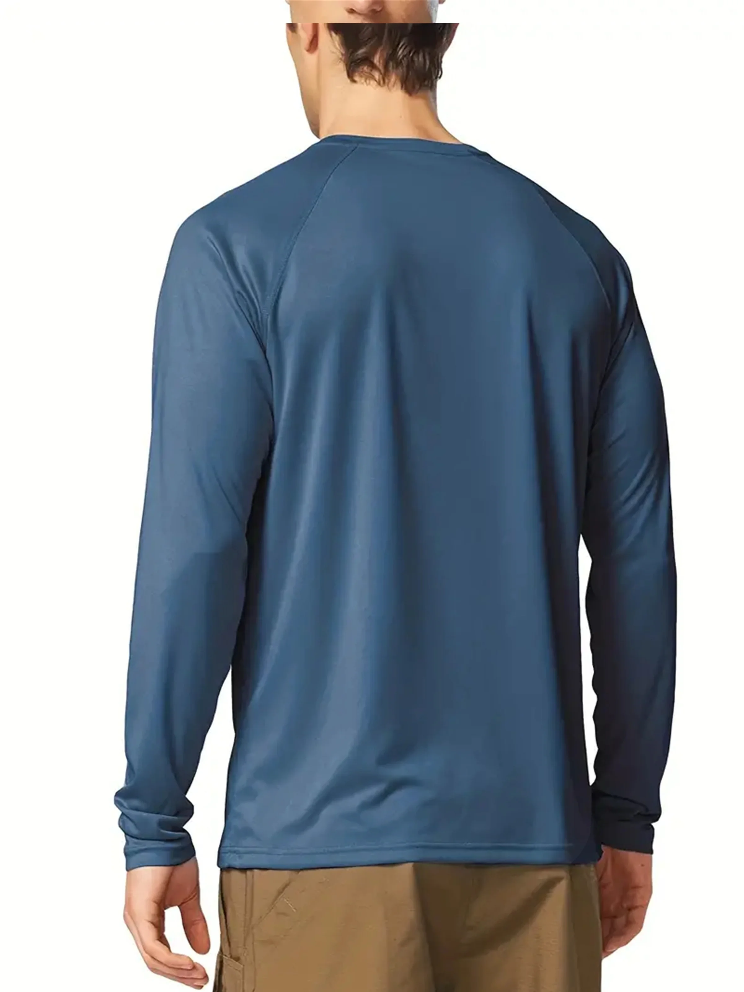 2026 Plus Size Men's Solid T-shirt Fashion Casual Long Sleeve Tees UV Sun Protection Tops For Outdoor/workout Men's Clothing