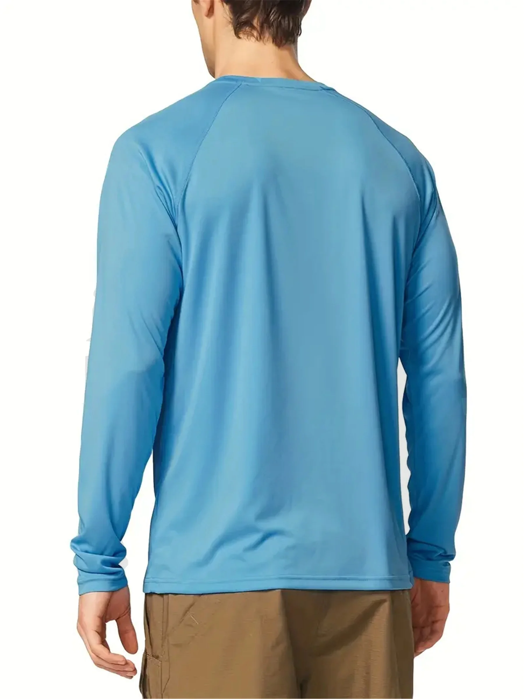 2026 Plus Size Men's Solid T-shirt Fashion Casual Long Sleeve Tees UV Sun Protection Tops For Outdoor/workout Men's Clothing