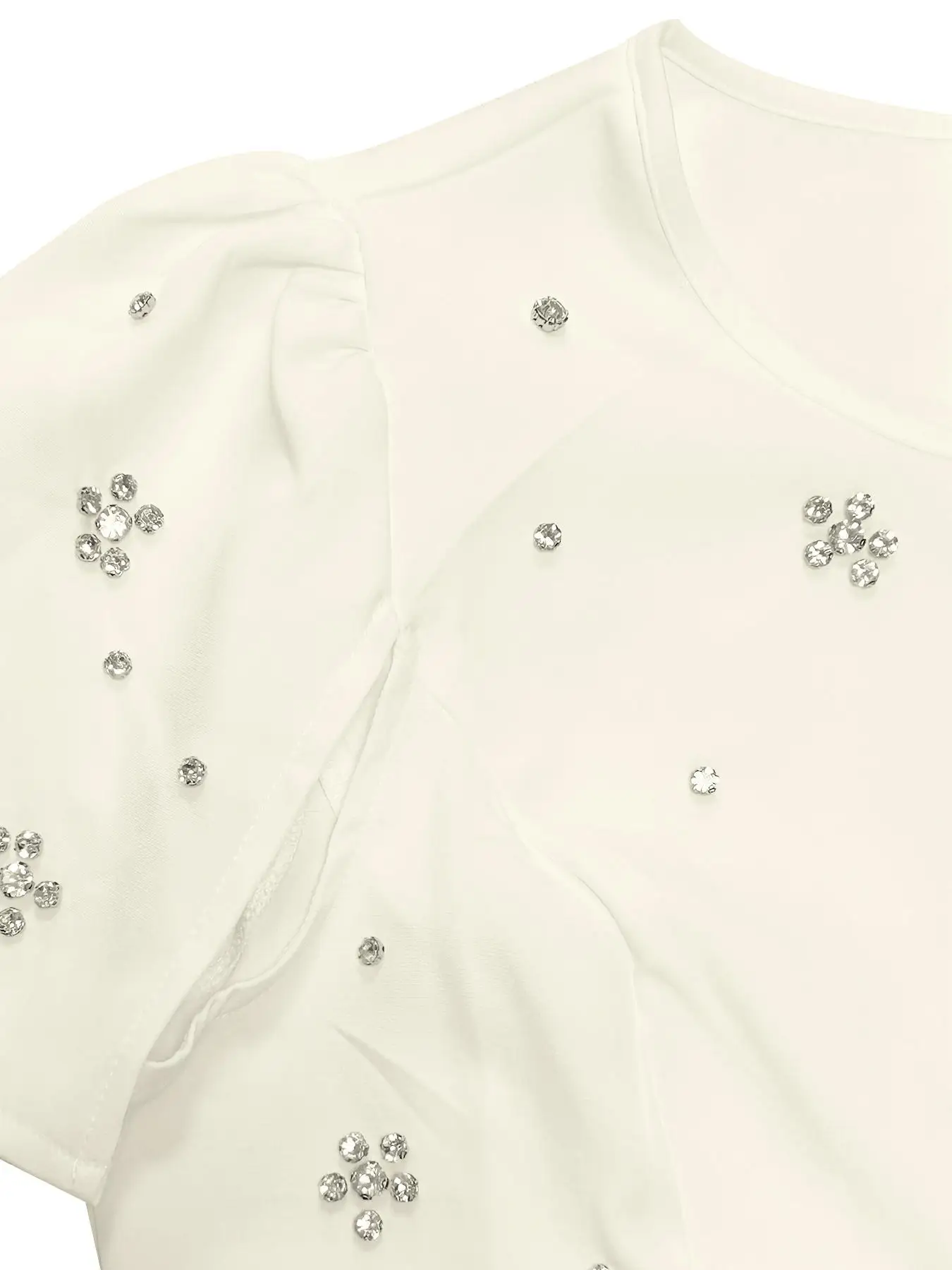 Elegant Women's Fitted Short Sleeve Dress with Rhinestone Design, Chic Plain Dress for Parties and Events, Stylish for Summer