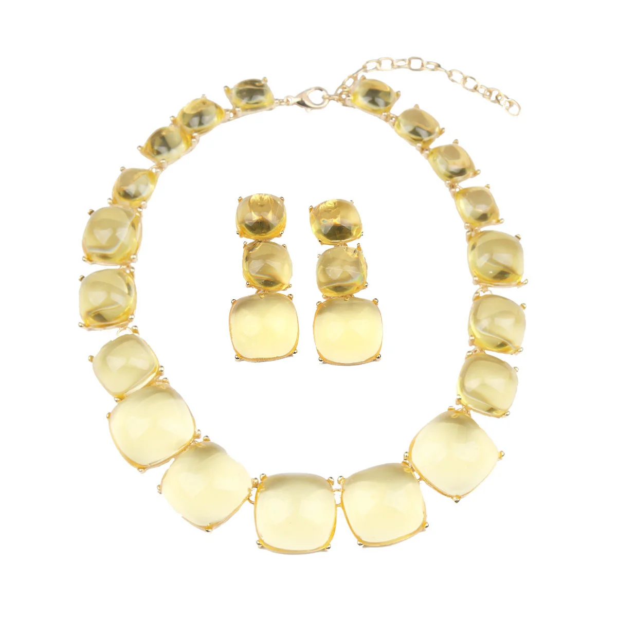 Bohemian style geometric jelly necklace and earrings set. High-quality waterproof jewelry. Birthday gift