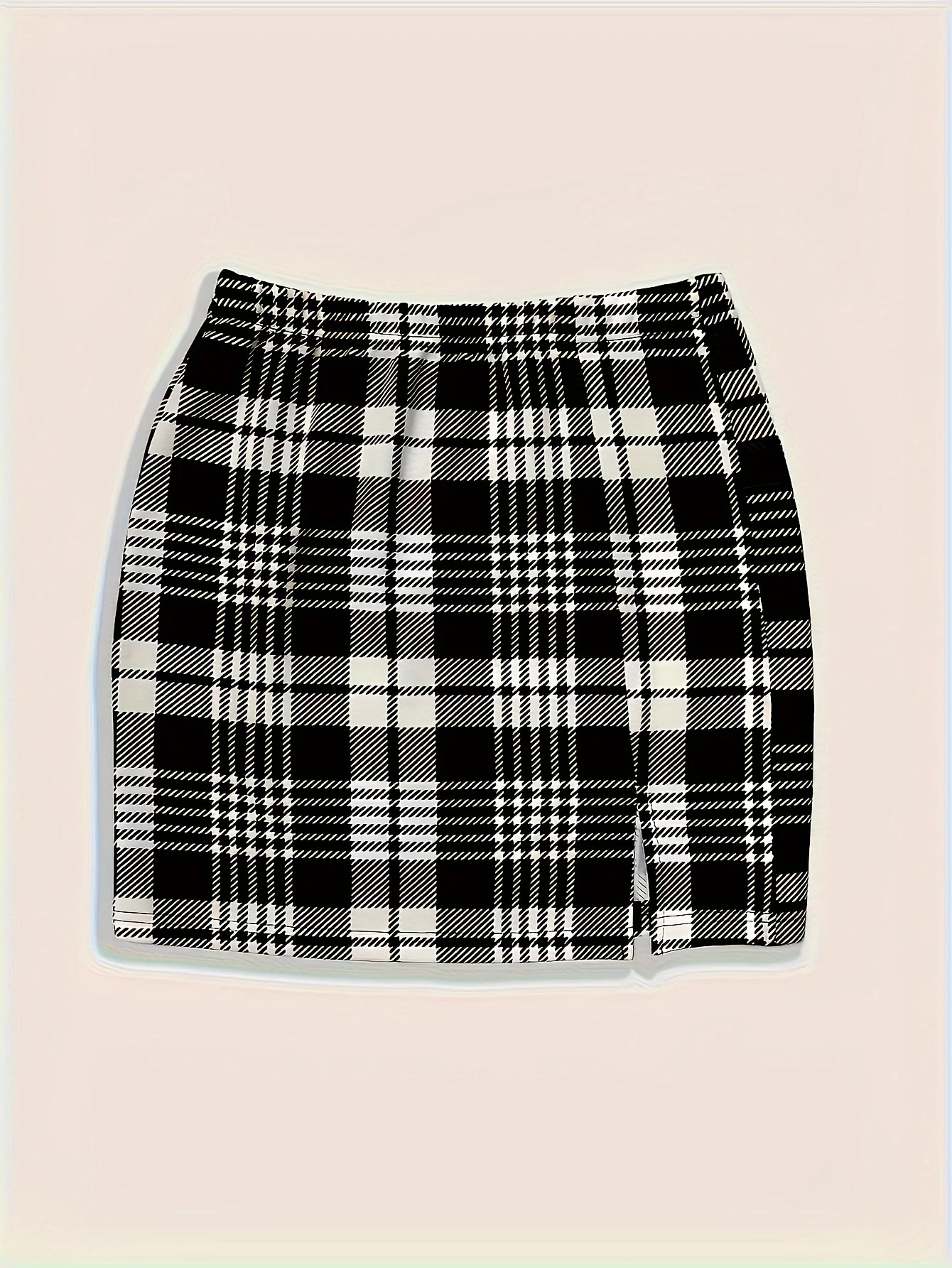 Plus Size Women's 2 Piece Plaid Skirt Set High Waist Bodycon Mini Skirts