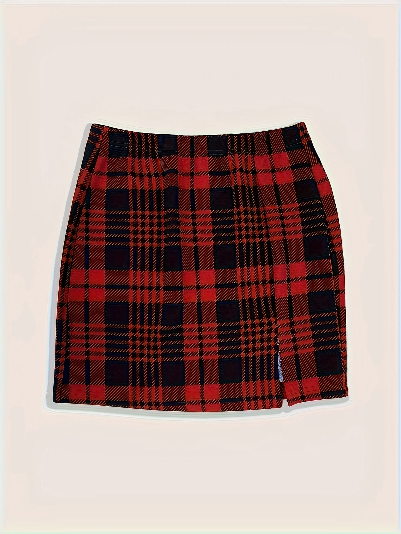 Plus Size Women's 2 Piece Plaid Skirt Set High Waist Bodycon Mini Skirts