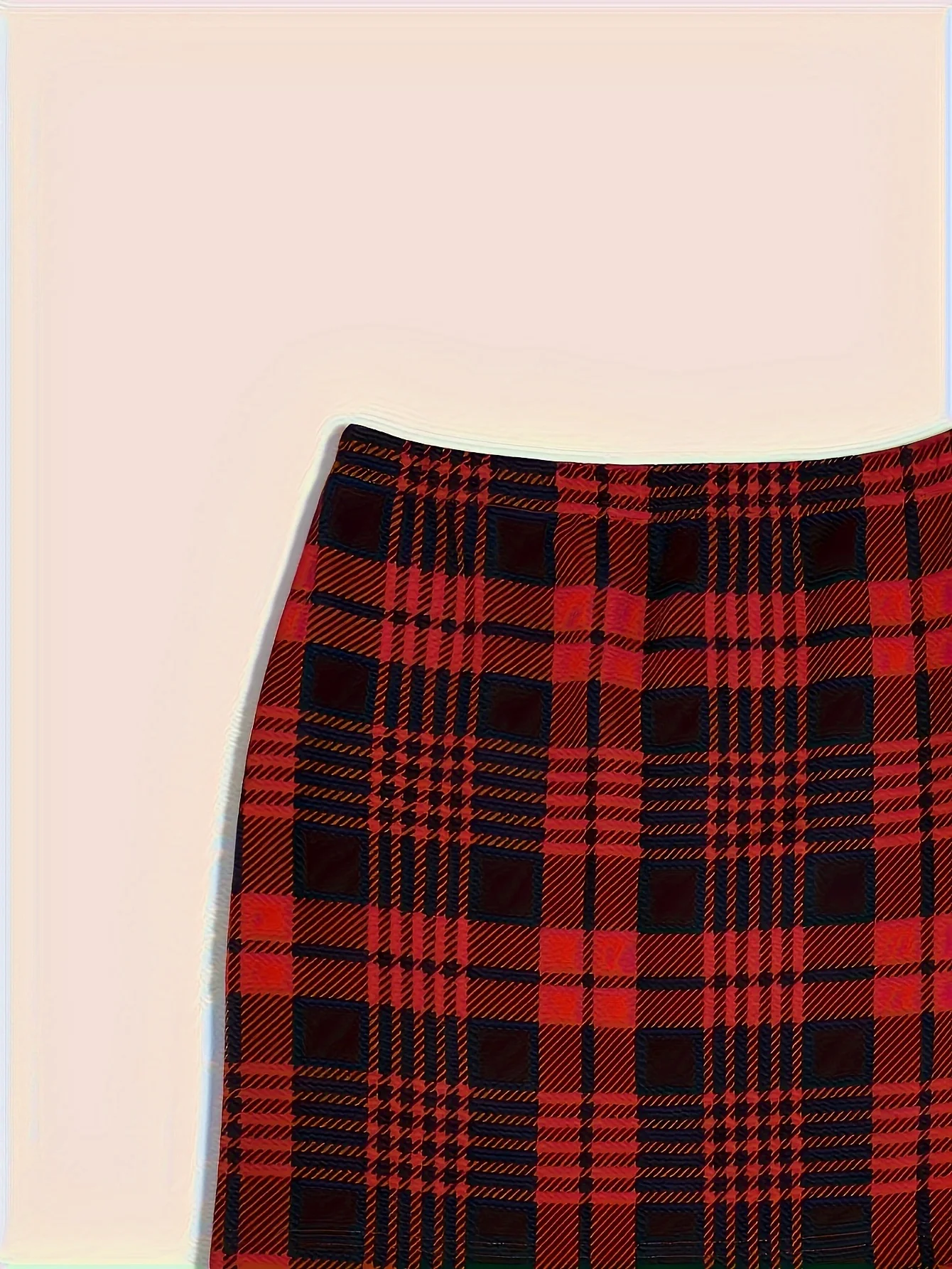 Plus Size Women's 2 Piece Plaid Skirt Set High Waist Bodycon Mini Skirts