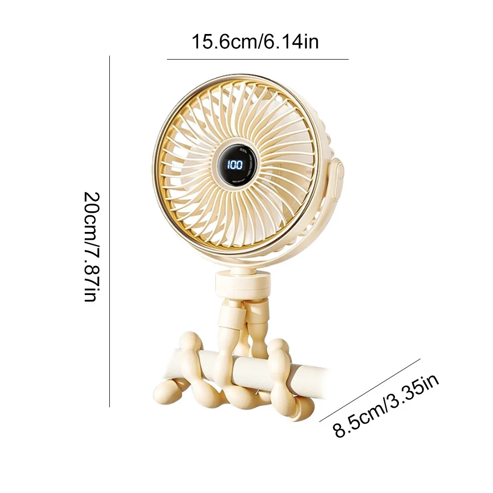 Mini Octopus Fan with Flexible Tripod Portable Handheld Rechargebale Baby Car Seat Adjustable Degree for Office Room Car