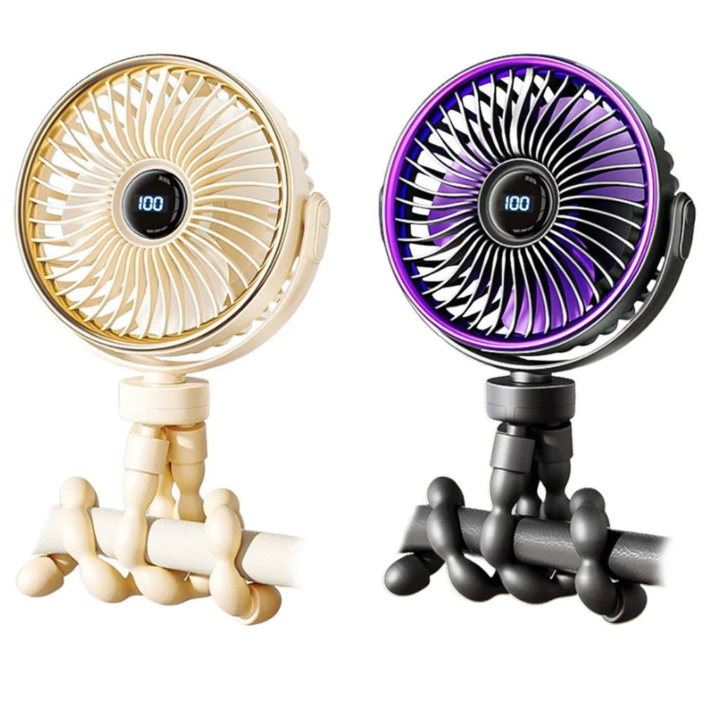 Mini Octopus Fan with Flexible Tripod Portable Handheld Rechargebale Baby Car Seat Adjustable Degree for Office Room Car