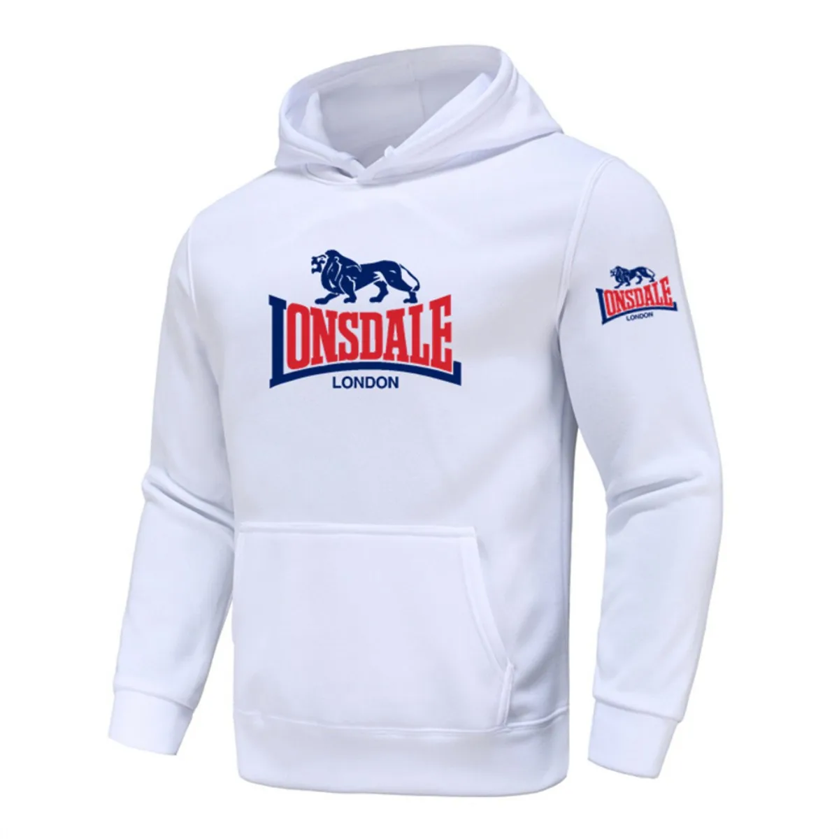 LONSDALE 2026 Spring Men's Printed Hooded Fashion Pullover Sweater Loose Fit Harajuku Casual Street Style Long Sleeve