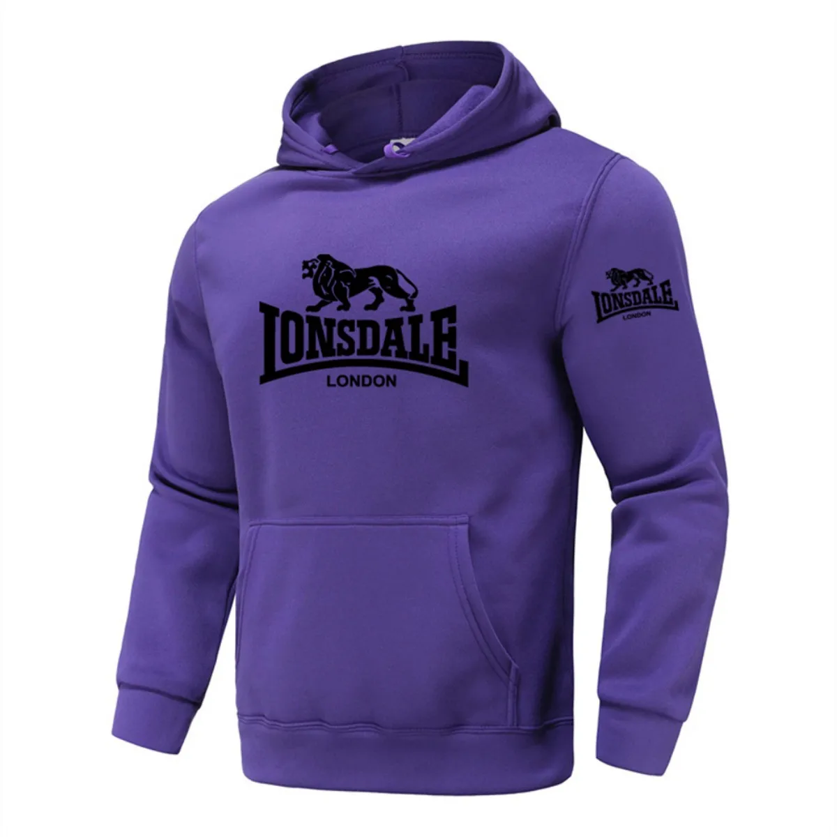 LONSDALE 2026 Spring Men's Printed Hooded Fashion Pullover Sweater Loose Fit Harajuku Casual Street Style Long Sleeve