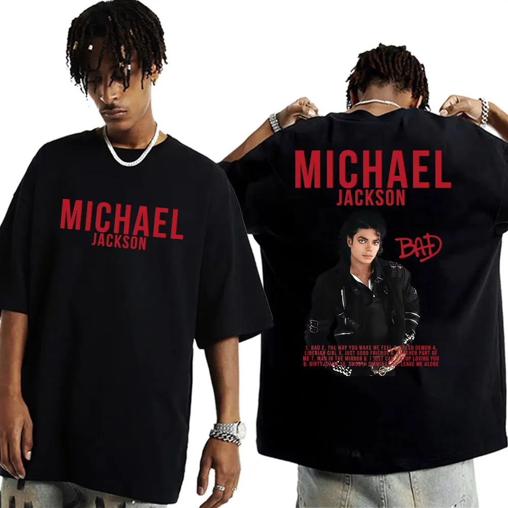 King of Pop Michael Jackson Bad Era Graphics T Shirts Men Women Fashion Classic Pop Music T-shirt Short Sleeve Oversized T Shirt
