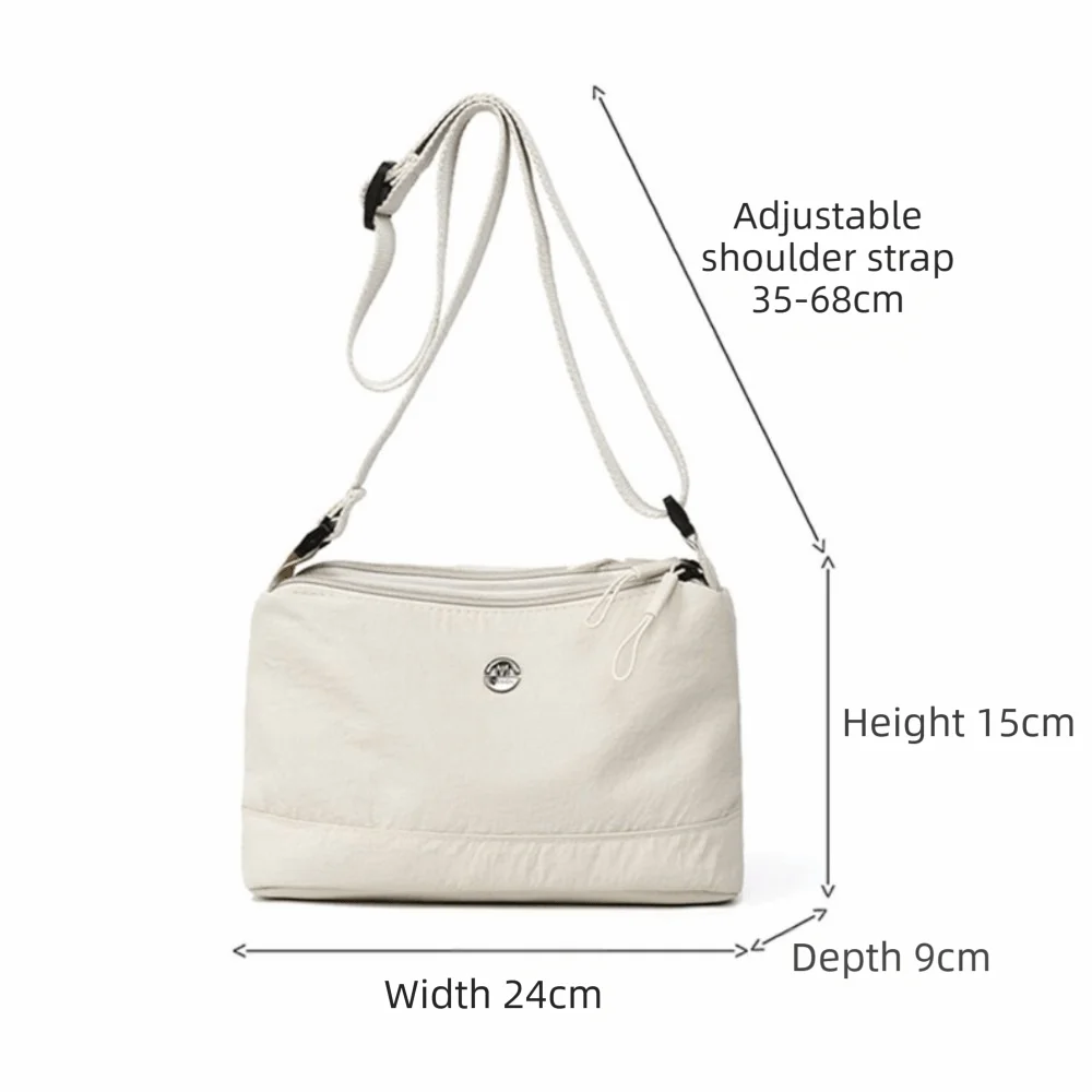 Trendy Soft Nylon Cloth Women Shoulder Bag Multiple Pockets Casual Style Messenger Bag Solid Color Crossbody Bags Party