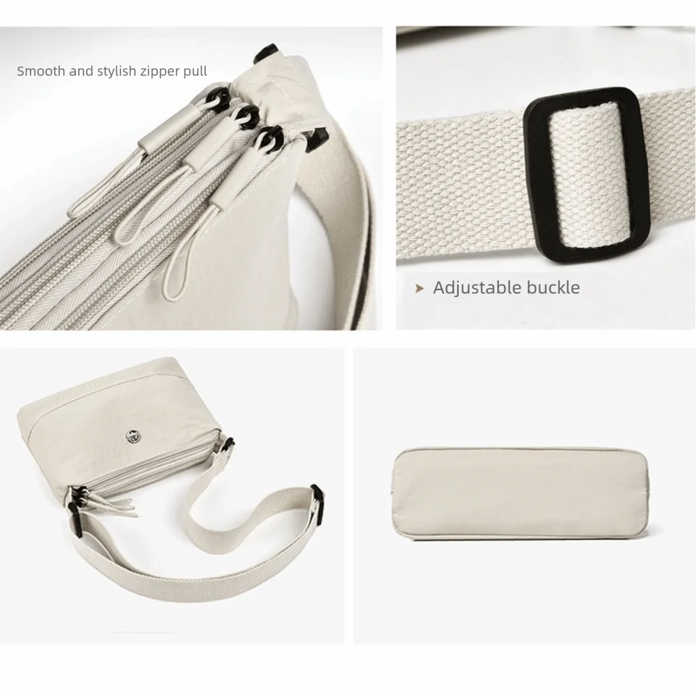 Trendy Soft Nylon Cloth Women Shoulder Bag Multiple Pockets Casual Style Messenger Bag Solid Color Crossbody Bags Party