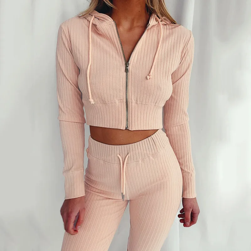 Women's Slim Fit Hooded Long Sleeve Waist Suit Casual Sports Zipper Trendy Fashion 2026