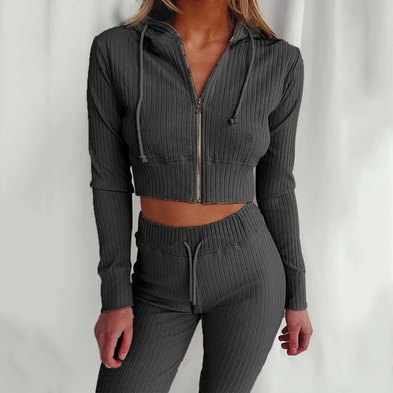 Women's Slim Fit Hooded Long Sleeve Waist Suit Casual Sports Zipper Trendy Fashion 2026