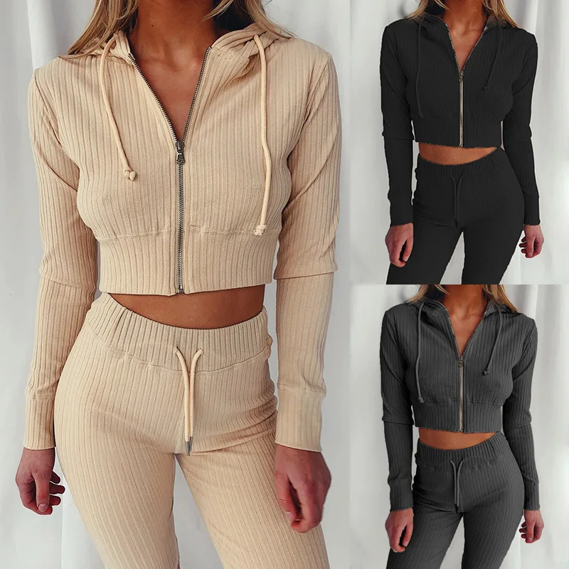 Women's Slim Fit Hooded Long Sleeve Waist Suit Casual Sports Zipper Trendy Fashion 2026