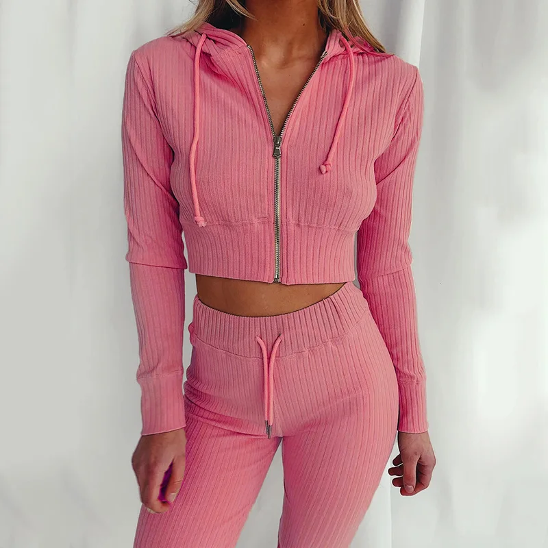 Women's Slim Fit Hooded Long Sleeve Waist Suit Casual Sports Zipper Trendy Fashion 2026