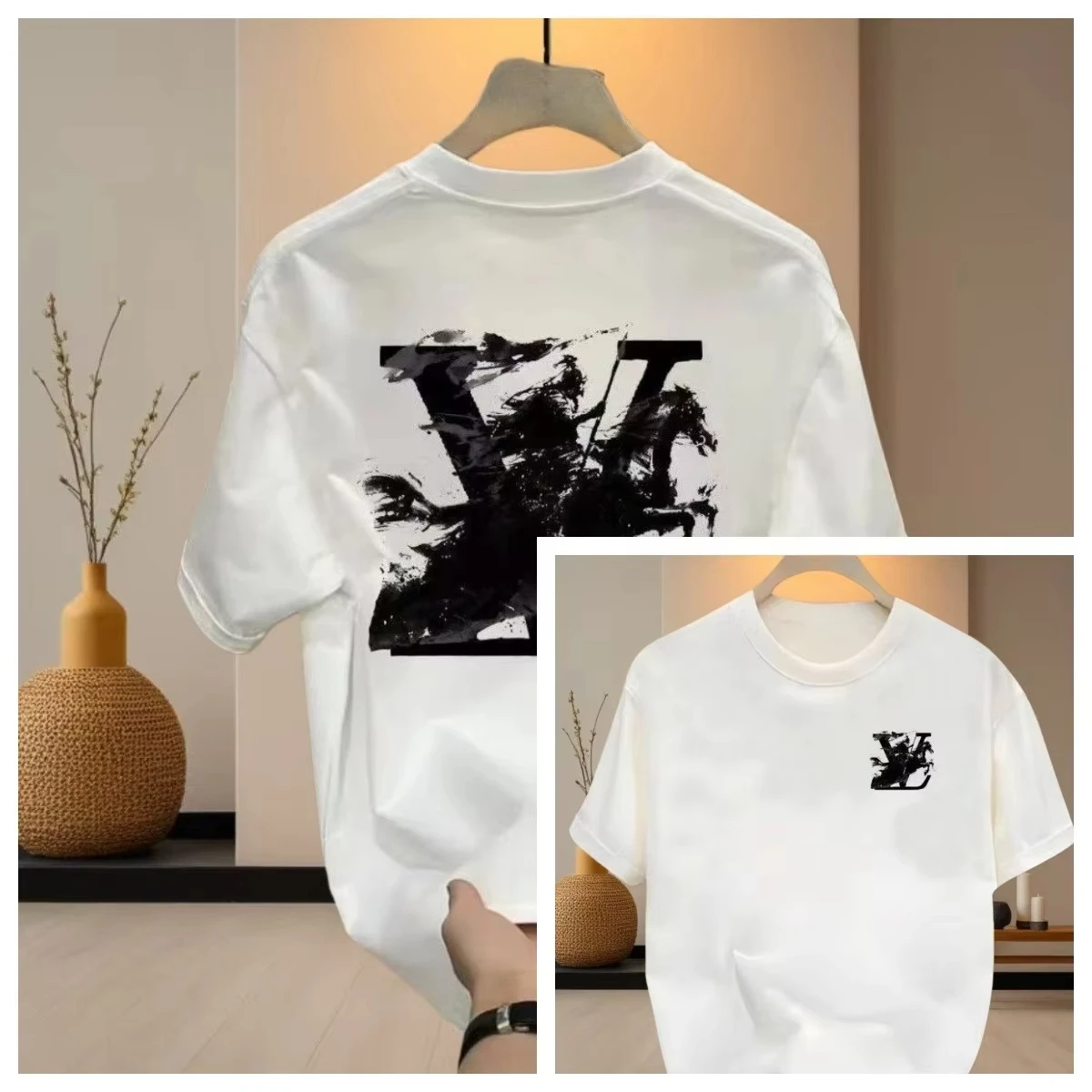 2026 Cotton New Fashion Couple Short Sleeved Summer Casual Letter T-shirt Printed Loose Round Neck Top for Men and Women