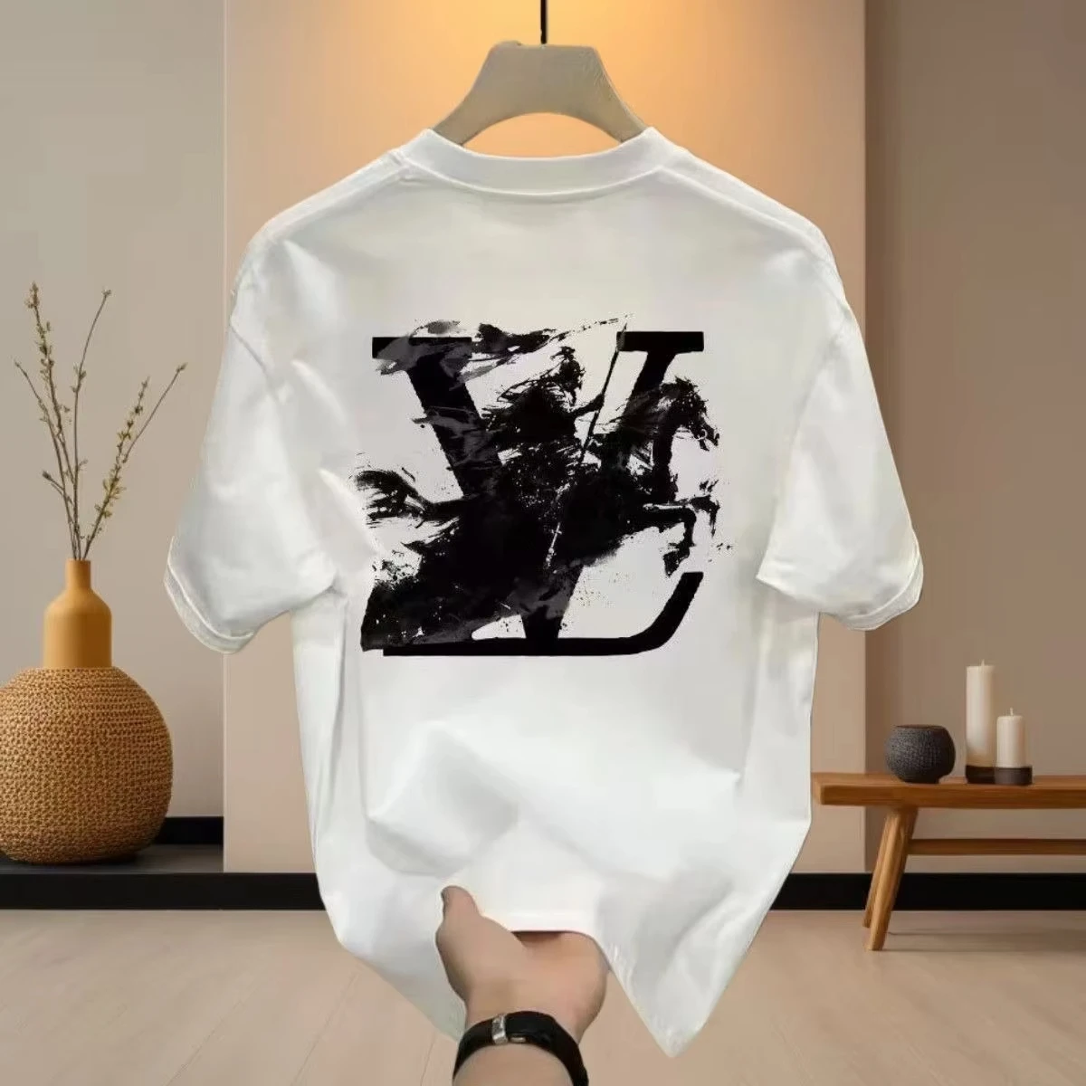2026 Cotton New Fashion Couple Short Sleeved Summer Casual Letter T-shirt Printed Loose Round Neck Top for Men and Women