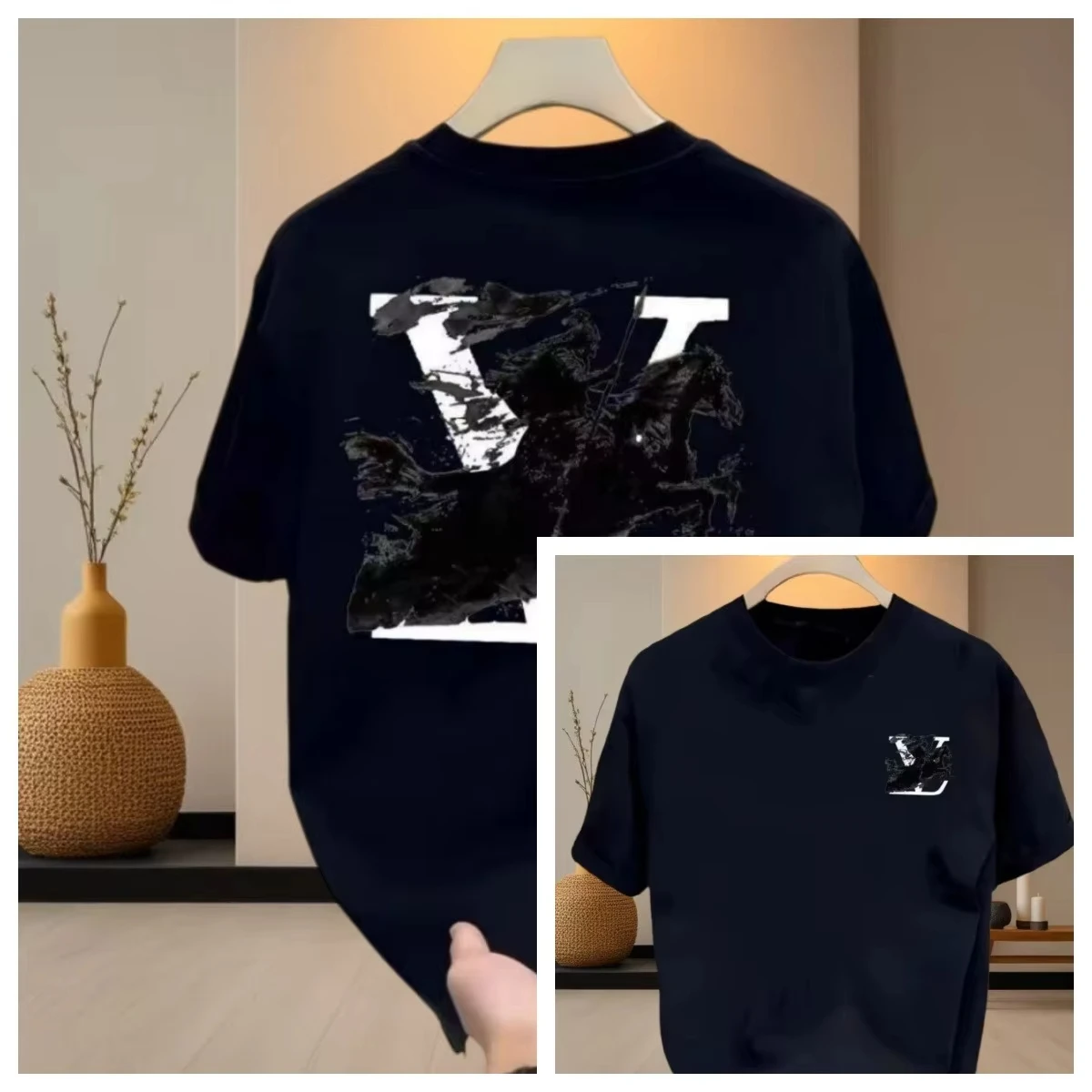 2026 Cotton New Fashion Couple Short Sleeved Summer Casual Letter T-shirt Printed Loose Round Neck Top for Men and Women