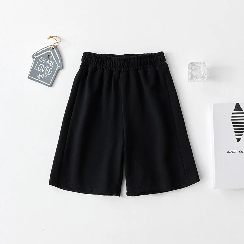 Children's Cotton Shorts Black Gray - Summer Breathable Loose Fit for Boys & Girls Five-Point Pants Baby Clothes