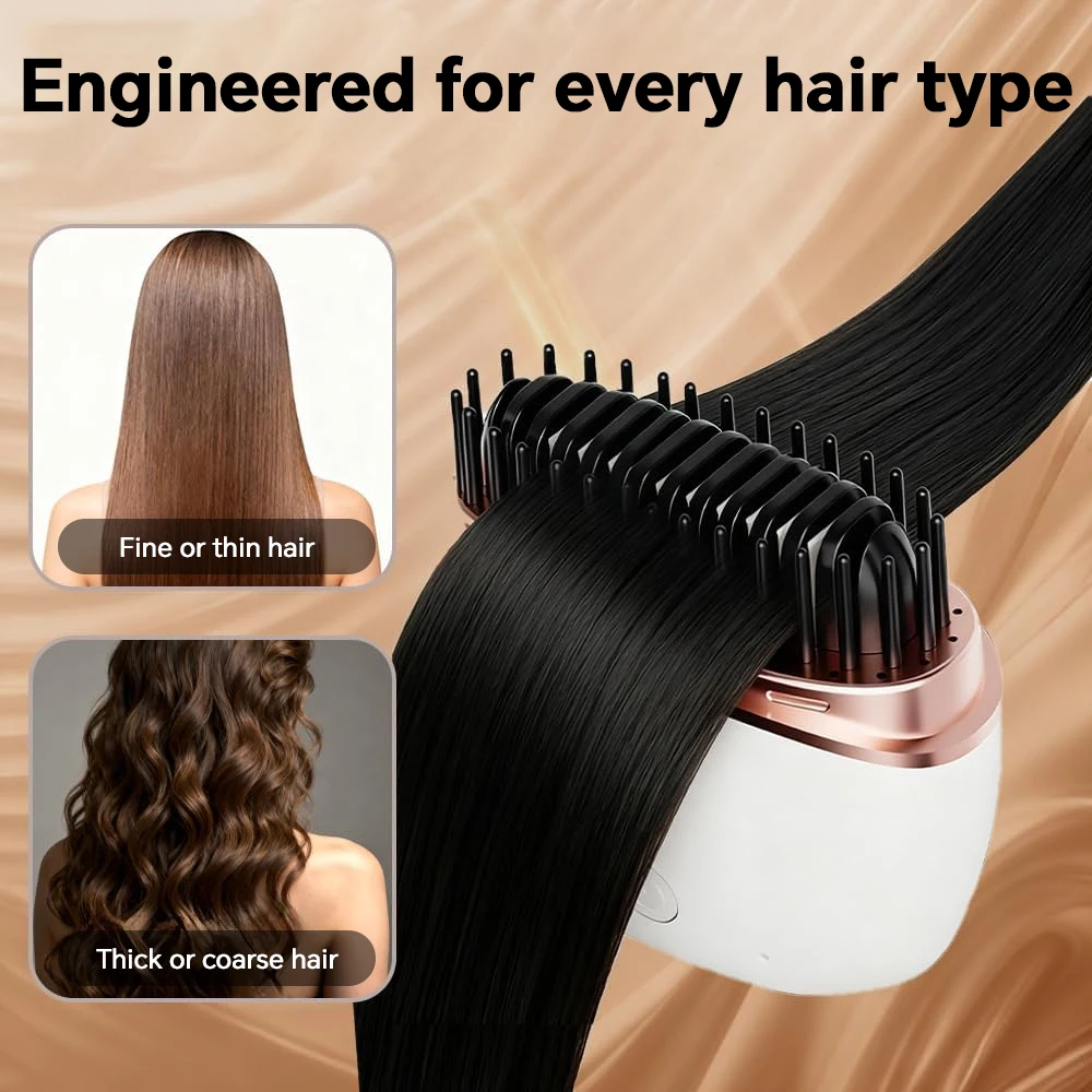Mini Straightener USB Rechargeable Hair Straightener Brush - Anti-Scald Shell, Cordless Straightening Comb for Smooth Hairstyle