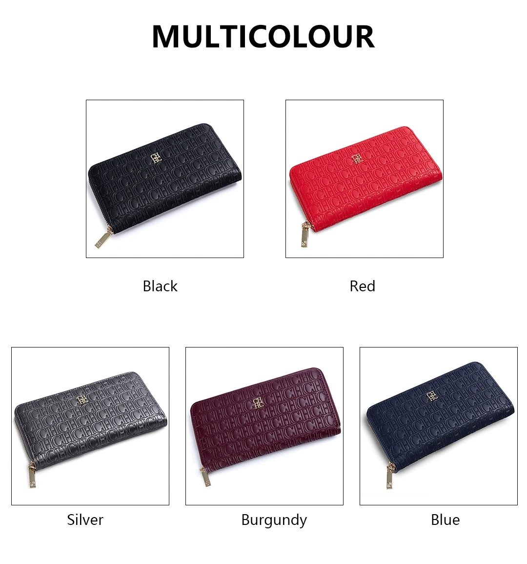 CH Standard Wallet Fashion Classic Women's Small Wallet Solid Color Design Multi-Letter Embossed Women's Coin Purse Luxury