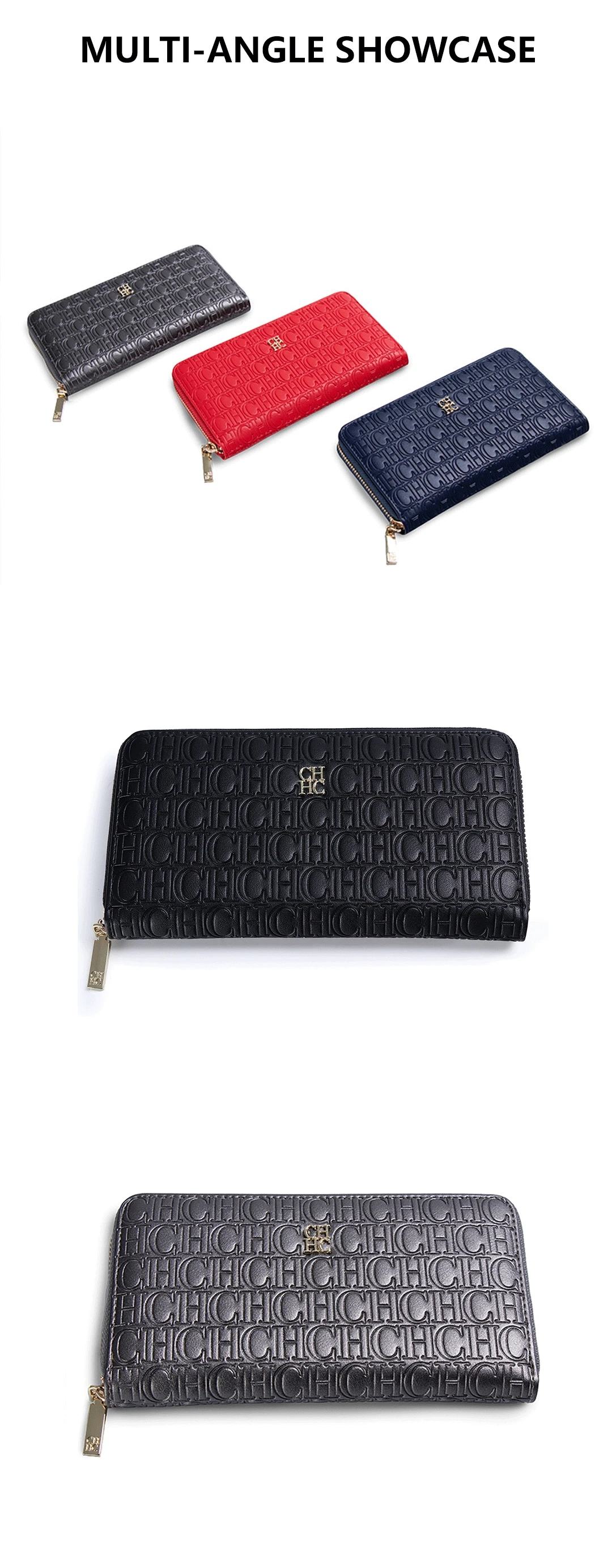 CH Standard Wallet Fashion Classic Women's Small Wallet Solid Color Design Multi-Letter Embossed Women's Coin Purse Luxury