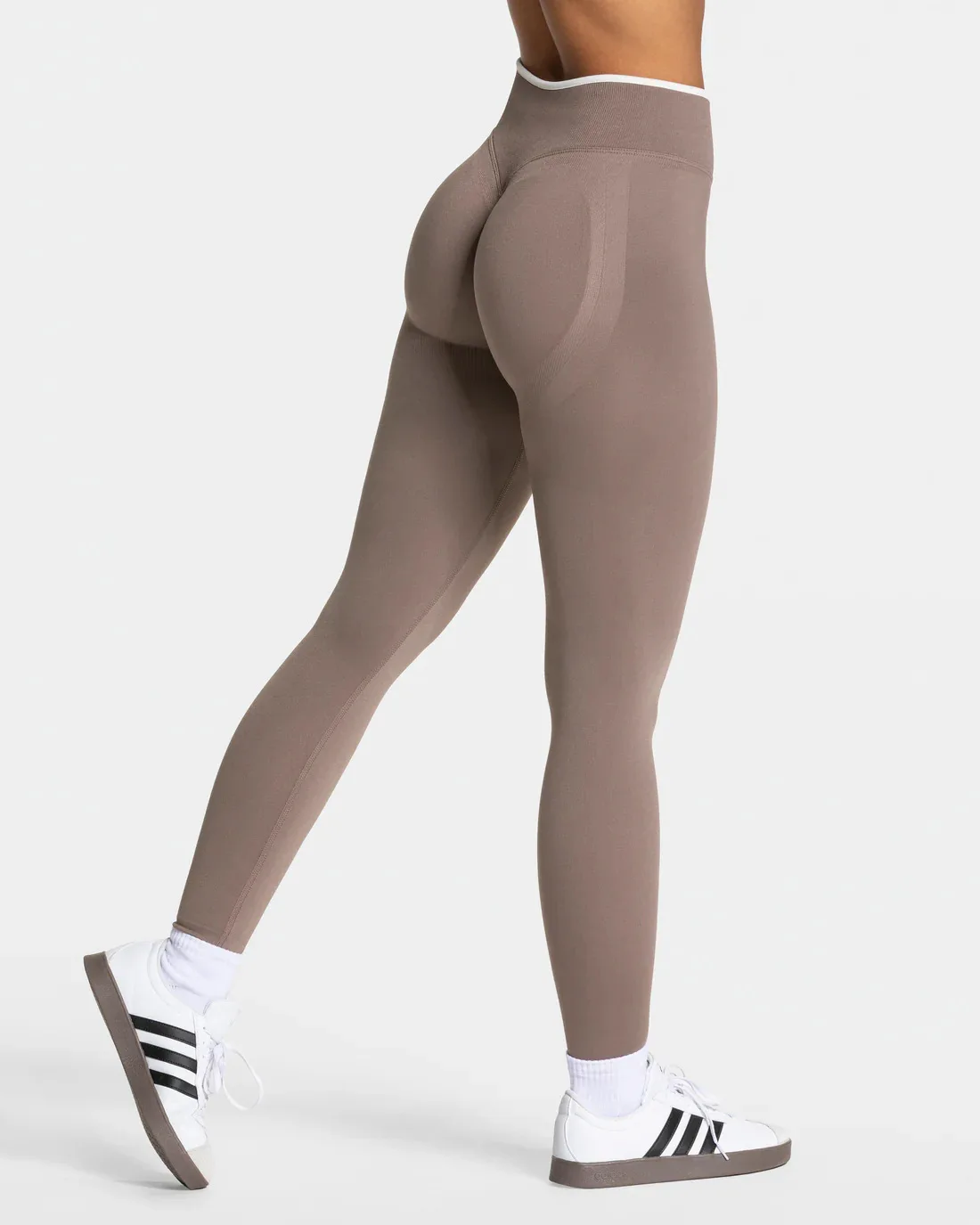 New Women's Color Blocking Yoga Leggings Seamless Knited Tights High Waist Hip Liftting Gym Workout White Edge Sports Leggings