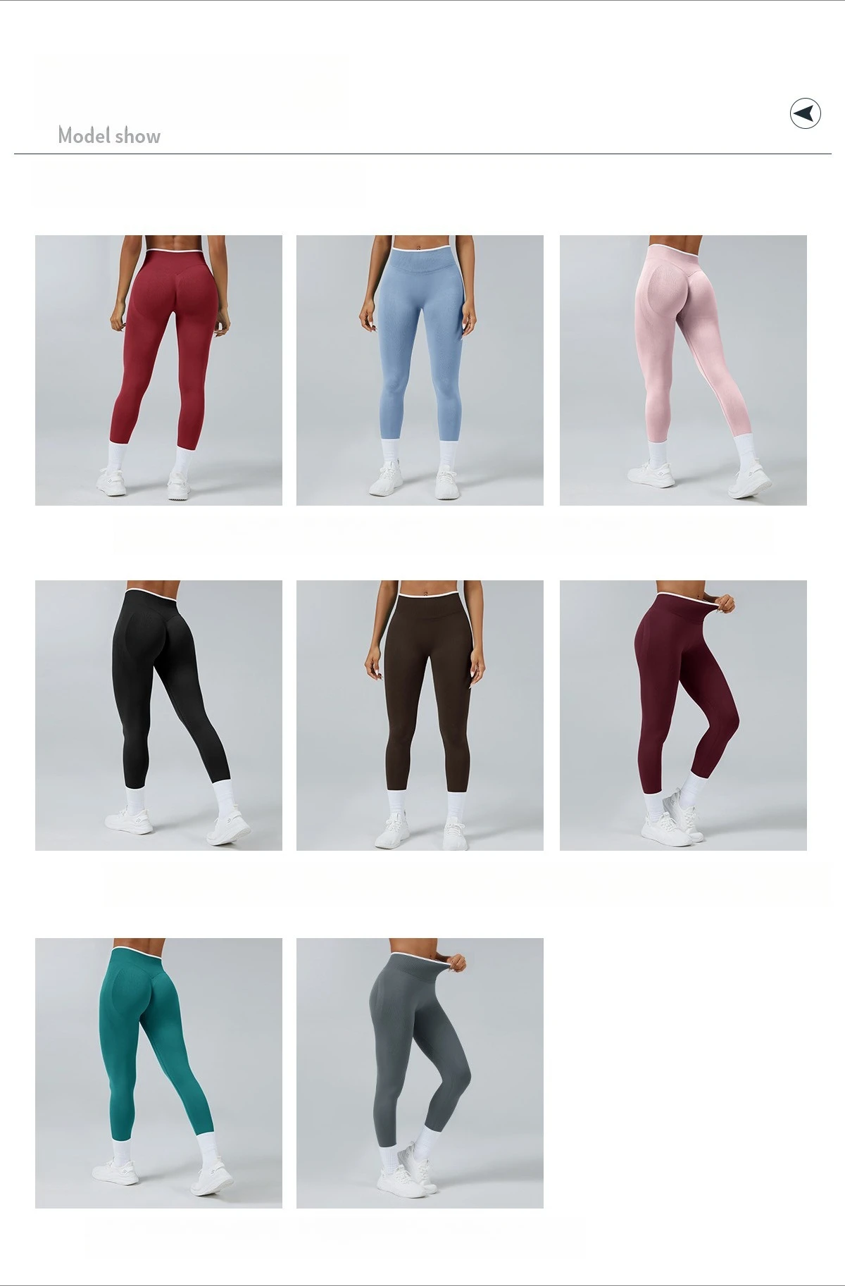 New Women's Color Blocking Yoga Leggings Seamless Knited Tights High Waist Hip Liftting Gym Workout White Edge Sports Leggings