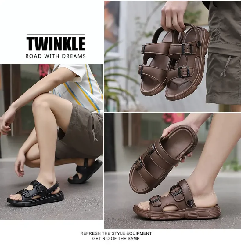 2026 New Thick Sole Sandals for Men Summer Comfortable Slip Resistant Simple Fashion Outdoor Beach Two Way Slide Sandals