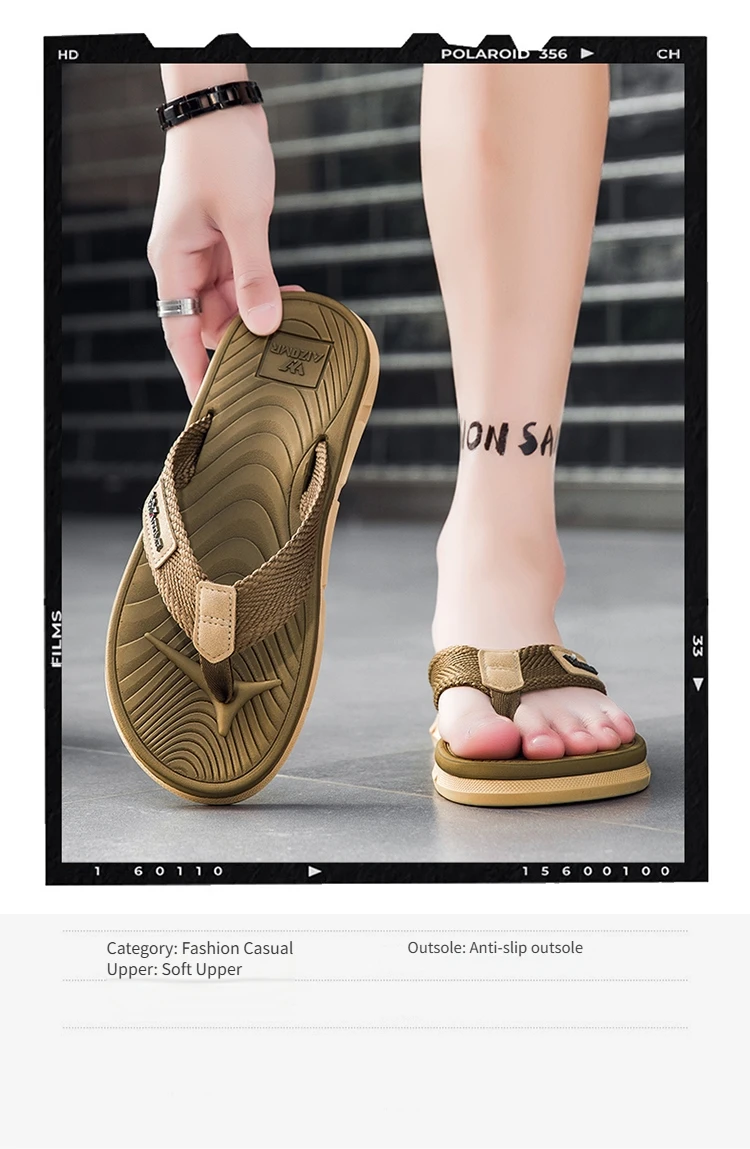 Men's Non-Slip Flip Flops Breathable Wear-Resistant Thong Sandals Casual Beach Slippers Comfortable Soft Sole