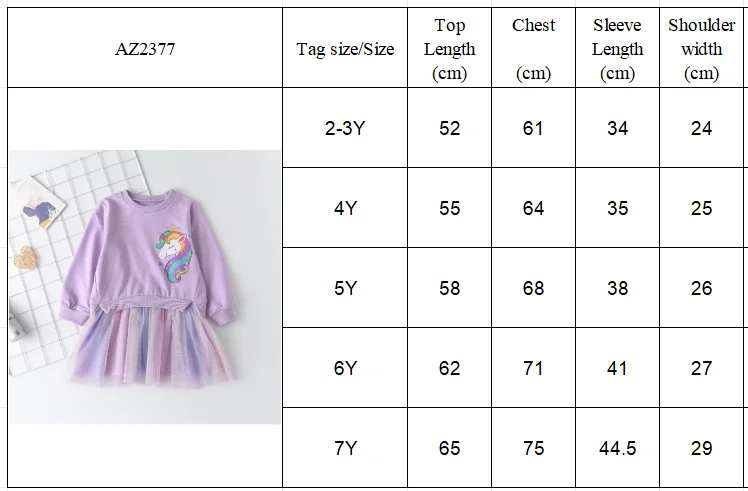 Korean Version Cartoon Unicorn Printed Long Sleeved Hoodie with Mesh Patchwork Dress Fashionable Clothes for Girls Aged 3-7