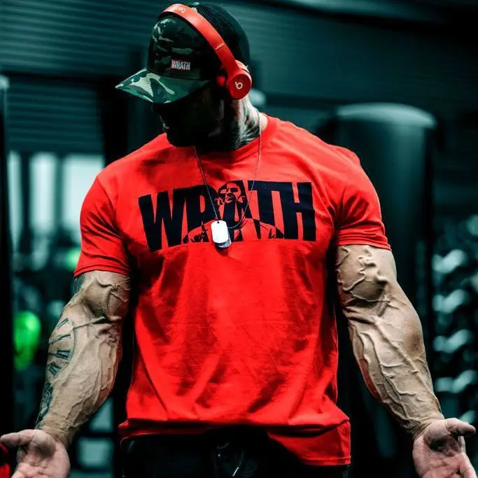 GYM Muscle Brother Fitness Cotton T-shirt Men Summer Breathable Loose Stretch Breathable Short Sleeve New Trend Training Clothes